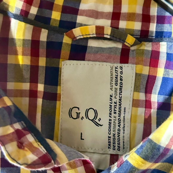 GQ Men’s Long Sleeve Plaid Button up Size Large 100% cotton - Picture 6 of 6